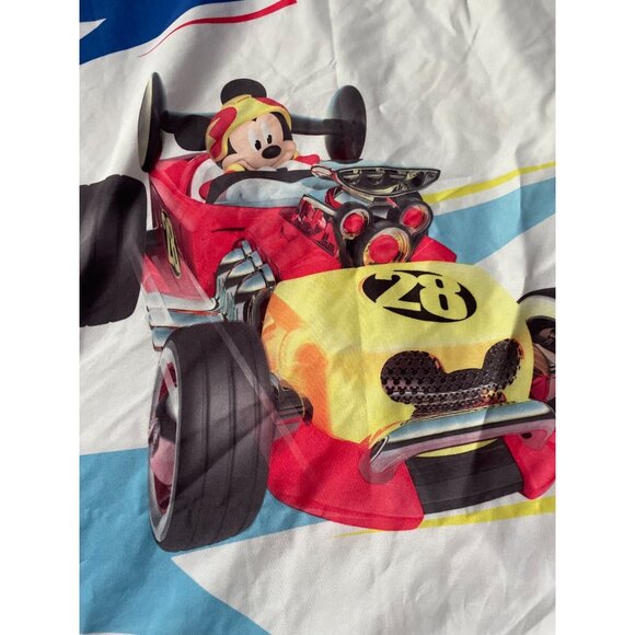 Disney Mickey Mouse Racing Car Twin Flat Sheet Cutter Crafts Sewing - Picture 3 of 9